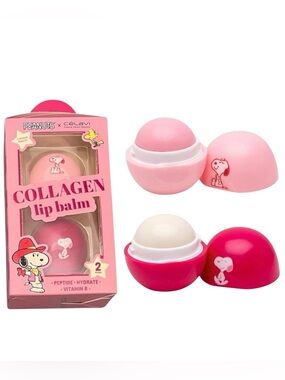 Peanuts Snoopy x Celavi 2 Piece Collagen Lip Balm Duo Peptide Vitamin B